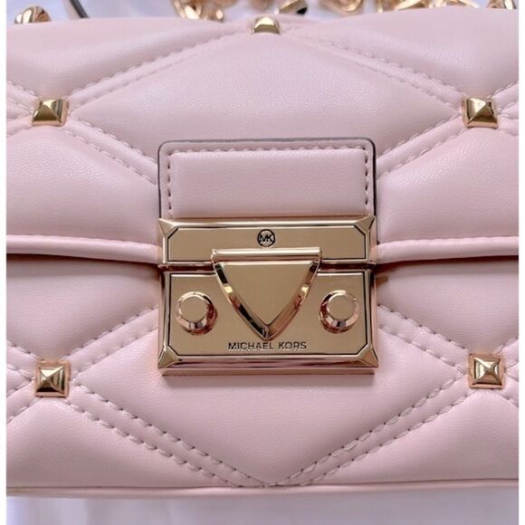 NWT MICHAEL KORS Serena Small Flap Studded Crossbody Bag in Powder Blush - Picture 8 of 12